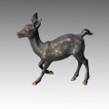 Sculpture en bronze animal Deer Roar Carving Deco Statue en laiton Tpy-273